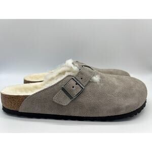 Birkenstock Boston Shearling Stone Coin Suede Leather Men's Size 12 New